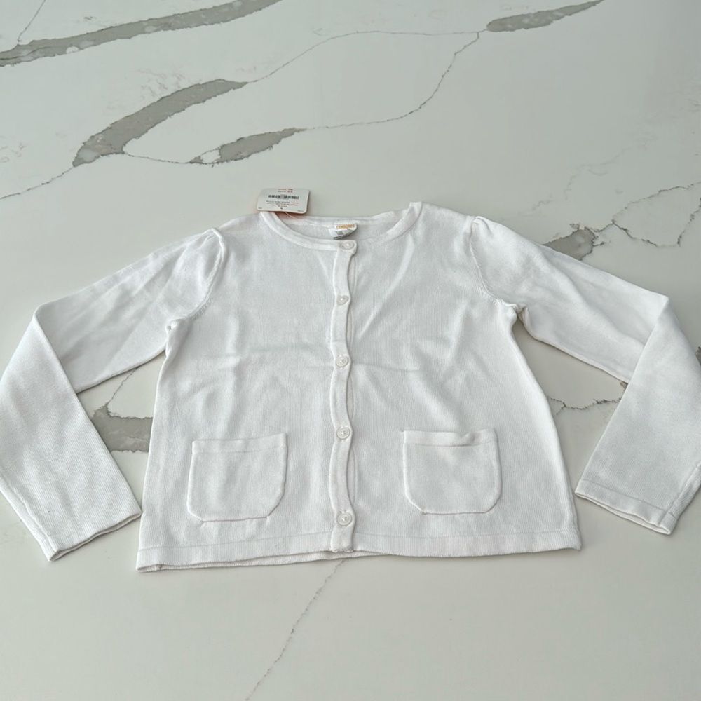 Gymboree Girl’s White Sweater. NWTS! Size M 7-8